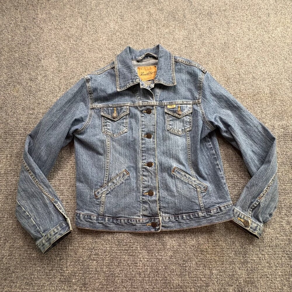 Levi Strauss Signature Jean Jacket Womens‎ M Blue Trucker Classic Western Retro